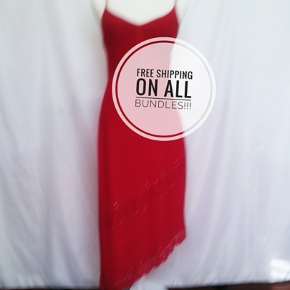 Rampage Fire Engine Red Sexy Asymmetrical Dress s5